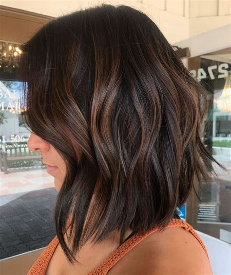 highlights on medium length brown hair|dark brown with platinum highlights.